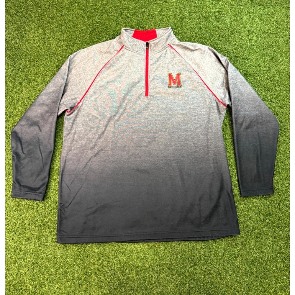 Maryland Terrapins Jacket Men Extra Large Gray Ombre Basketball NCAA Quarter Zip